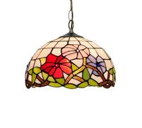 IDHBGJD Plafonnier de Style Tiffany de 12 Pouces en vitrail Suspendu, pétunias tricolores, décor Vintage, Lustre pour Cuisine, îlot, Salle à Manger, Salon, Chambre à Coucher, Couloir