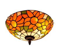 IDHBGJD Plafonnier encastré de Style Tiffany, Lustre en vitrail de 12 Pouces, Lampe Rustique Tournesol, décoration Vintage pour Salon, Salle à Manger, Chambre à Coucher, Couloir