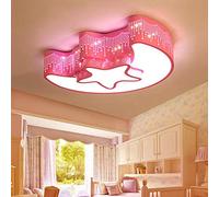 IDHBGJD Plafonnier LED Enfants Suspension Dimmable Suspension avec Télécommande Acrylique Garçon Fille Chambre Pépinière Lustres Modernes Salon Étoile Lune Décoration Dessins Animés Lampe Suspendue