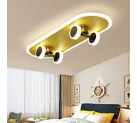 IDHBGJD Plafonnier LED Skateboard doré pour Chambre d'enfant, Lustre de Dessin animé, garçon et Fille, Lampe Suspendue Moderne 32 W en Acrylique, Suspension pour Chambre à Coucher, Salon, Restaurant,
