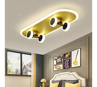 IDHBGJD Plafonnier LED Skateboard doré pour Chambre d'enfant, Lustre de Dessin animé, garçon et Fille, Lampe Suspendue Moderne 32 W en Acrylique, Suspension pour Chambre à Coucher, Salon, Restaurant,