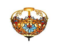 IDHBGJD Plafonnier Semi-encastré de Style Tiffany, 40,6 cm, Lustre en vitrail, Perles d'amour, Lampe Vintage, décoration pour Salon, Salle à Manger, Chambre à Coucher, Couloir
