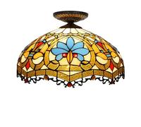 IDHBGJD Plafonnier Tiffany 16 Pouces en Verre teinté, Lampe en Forme de cœur, Fait à la Main, Style Vintage, Lustre pour Salon, Salle à Manger, Chambre à Coucher, Bureau, Art déco
