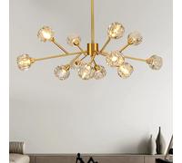 IDHBGJD Spoutnik Lustres 12 lumières Modernes en Cristal Suspendus dorés du Milieu du siècle pour Salle à Manger, Cuisine, îlot, Salon, Chambre à Coucher, Bar