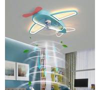 IDHBGJD Ventilateur de Plafond Moderne à LED avec éclairage, télécommande à intensité Variable, Lustre Silencieux, Ventilateur de synchronisation, Suspension d'avion, garçons et Filles, Chambre