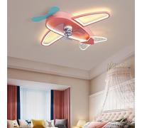 IDHBGJD Ventilateur de Plafond Moderne à LED avec éclairage, télécommande à intensité Variable, Lustre Silencieux, Ventilateur de synchronisation, Suspension d'avion, garçons et Filles, Chambre