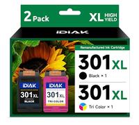 IDIAK 301XL Cartouches d'encre de rechange pour HP 301 Noir Couleur Multipack pour Envy 4500 4504 5530 5532 DeskJet 1510 2540 1050 3050 2050 2510 OfficeJet 2622 4630