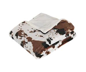 iDiffusion Plaid Vache - 130 x 160 cm - Blanc et Marron