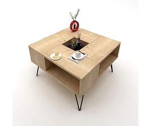 iDiffusion Table Basse Design Lord - L. 80 x H. 38,6 cm - Marron Chêne