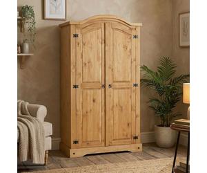 IDIMEX Armoire Salsa penderie pour vêtements Style Mexicain, avec 2 Portes battantes et 1 étagère, en pin Massif Finition teintée/cirée