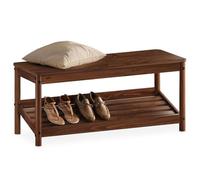 IDIMEX Banc à Chaussures APOANA pour Entrée L 110 cm en Bois Massif Coloris Châtaignier pour 5 à 6 Paires de Chaussures avec 1 Étagère, Meuble à Chaussures avec Assise