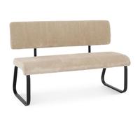 IDIMEX Banc de Salle à Manger MATESE L 135 cm en Velours côtelé Beige avec Dossier Structure métal, 3 Places, Blanc Assise rembourrée Confortable Moderne