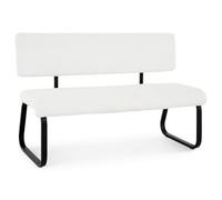 IDIMEX Banc de Salle à Manger MATESE L 135 cm en Velours côtelé Blanc avec Dossier Structure métal, 3 Places, Blanc Assise rembourrée Confortable Moderne