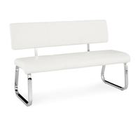 IDIMEX Banc Design Vilas siège avec 3 Places, Banquette au piètement chromé et Dossier au revêtement synthétique Blanc