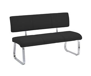 IDIMEX Banc sallle à Manger Vilas L 135 cm, siège avec 3 Places, Banquette au piètement chromé et Dossier au revêtement en Tissu Noir