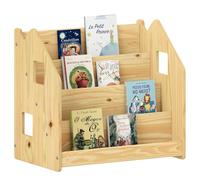 Bibliothèque enfant BRUNO, Rangement livres pour chambre enfant, 4 Compartiments, En pin massif coloris naturel Naturel G