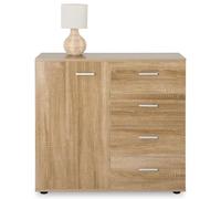 IDIMEX Buffet Salle à Manger Chicago L 91 cm en Bois Coloris chêne Sonoma avec 4 tiroirs et 1 Porte, Meuble Rangement pour Cuisine ou Salle à Manger