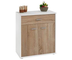 IDIMEX Buffet Salle à Manger Monaco L 60 cm Coloris Blanc et chêne Sonoma avec 1 tirroir et 2 Portes bahut Bas Meuble de Rangement Style Moderne Commode vaisselier 60 x 70 x 30 cm