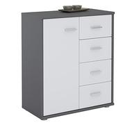 IDIMEX Buffet Salle à Manger Oscar L 60 cm en Bois Coloris Gris et chêne Sonoma avec 4 tiroirs et 1 Porte, Meuble de Rangement Surface résistante aux éraflures