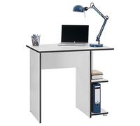 IDIMEX Bureau avec rangemnt Nova Petit Bureau Informatique avec Rangement Ouvert, en mélaminé de Couleur Blanc et Gris