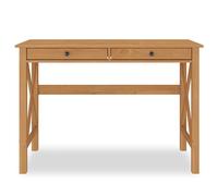 IDIMEX Bureau en bois Adrian L 110 cm - 2 tiroirs bois massif, coloris chêne, poignées noires