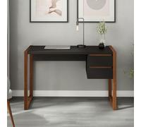 IDIMEX Bureau en Bois Belinda L 119 cm 2 Tiroirs Coloris Noir et Châtaignier Table de Travail Bureau Droit Compact avec Rangement