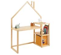 Bureau enfant NIVIA en forme de maison en pin massif, bureau chambre enfant bois, en pin massif coloris naturel Naturel