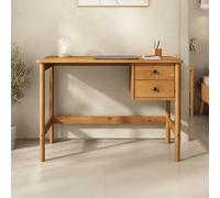 IDIMEX Bureau Marlo H 76 cm avec 2 Tiroirs en Bois Massif Coloris Chêne, Bureau Droit avec Rangement Intégré