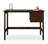 IDIMEX Bureau Marlo H 76 cm avec 2 Tiroirs en Bois Massif Coloris Noyer, Bureau Droit avec Rangement Intégré