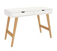 IDIMEX Bureau Milo en pin Massif lasuré Blanc avec 2 tiroirs de Rangement