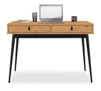 IDIMEX Bureau Wanda avec 2 tiroirs, en pin Massif, Bureau en Bois, Coloris chêne et Noir