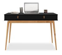 IDIMEX Bureau Wanda avec 2 tiroirs, en pin Massif, Bureau en Bois, Coloris Noir et chêne