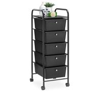 IDIMEX Caisson de Rangement sur roulettes GINA, Colonne de 5 tiroirs et 1 étagère pour Salle de Bain ou Bureau, en Plastique et métal Noir