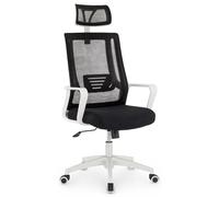 IDIMEX Chaise de Bureau Auckland, Pivotante et réglable en Hauteur, Tissu Mesh, avec accoudoirs et Repose-Tête, Noir