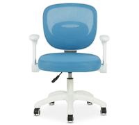 IDIMEX Chaise de Bureau Enfant Amelia Bleu Réglable en Hauteur avec Accoudoirs, Assise Rembourrée Confortable, Dossier en Tissu Respirant