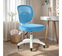 IDIMEX Chaise de Bureau Enfant Mayla Bleu Réglable en Hauteur sans Accoudoirs, Assise Rembourrée Confortable, Dossier en Tissu Respirant
