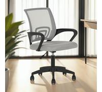 IDIMEX Chaise de Bureau Ergonomique Jake Gris Réglable en Hauteur avec Accoudoirs, Assise Rembourrée Confortable, Dossier en Tissu Respirant