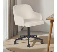 IDIMEX Chaise de Bureau Oliver Pivotante en Velours Beige Réglable en Hauteur, Assise Rembourrée Confortable, Fauteuil Ergonomique avec Accoudoirs