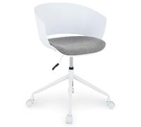 IDIMEX Chaise de Bureau pivotante DAGMA, réglable en Hauteur, Style Moderne, avec Coussin d’Assise en Tissu, sur roulettes, Blanc