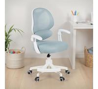 IDIMEX Chaise de Bureau pour Enfant ISLA Verte Pivotante avec Repose-Pied et Accoudoirs, Assise Rembourrée et Réglable en Hauteur, Dossier Mesh Respirant