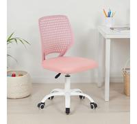 IDIMEX Chaise de Bureau pour Enfant Jade Rose Pivotante sans Accoudoirs, Assise Rembourrée et Réglable en Hauteur
