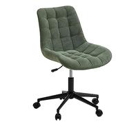 Chaise de bureau VASILO Fauteuil en Velours Côtelé Vert avec Piétement en Métal Laqué Noir, Assise Réglabe en Hauteur