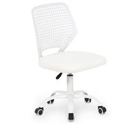 IDIMEX Chaise pivotante pour enfant Jade réglable en hauteur - Blanc - Chaise de bureau ergonomique pour enfant - Siège rembourré en maille respirante - Dossier en plastique - Pied en métal 5 étoiles