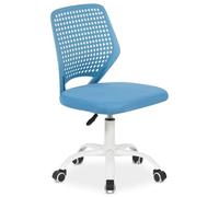 IDIMEX Chaise pivotante pour enfant Jade réglable en hauteur - Bleu - Chaise de bureau ergonomique pour enfant - Siège rembourré en maille respirante - Dossier en plastique - Pied en métal 5 étoiles