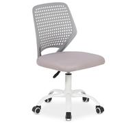 IDIMEX Chaise pivotante pour enfant Jade réglable en hauteur - Gris - Chaise de bureau ergonomique pour enfant - Siège rembourré en maille respirante - Dossier en plastique - Pieds en métal 5 étoiles