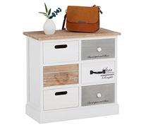 IDIMEX Chiffonnier Salva Commode 3-2 tiroirs en Bois de Paulownia Style Shabby Chic Vintage Rustique Blanc