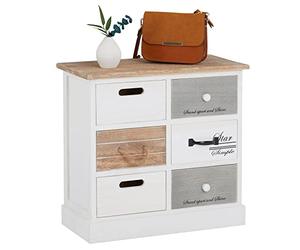 IDIMEX Chiffonnier Salva Commode 3-2 tiroirs en Bois de Paulownia Style Shabby Chic Vintage Rustique Blanc