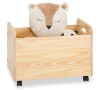 IDIMEX Coffre à Jouets Benjamin sur roulettes 60 x 43 x 40 cm en Bois pour Chambre d'enfant, Rangement Montessori Jouets Peluches, Facile à déplacer, Coloris Naturel