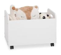 IDIMEX Coffre à Jouets Benjamin sur roulettes 60 x 43 x 40 cm en Bois pour Chambre d'enfant, Rangement Montessori Jouets et Peluches, Facile à déplacer, Blanc