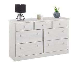 IDIMEX Commode Rondo bahut Buffet Meuble de Rangement avec 3 Petits et 4 Grands tiroirs, en pin Massif lasuré Blanc